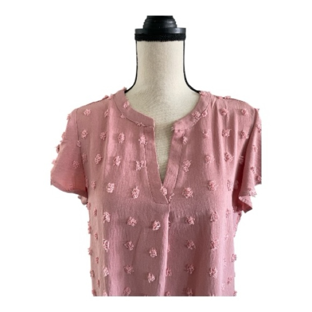 ♥️Merokeety♥️Pink Textured Blouse for Women Size (Med) - Picture 6 of 11